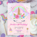 Magical Unicorn Rainbow Birthday Invitation<br><div class="desc">Celebrate the birthday girl with this magical Unicorn Rainbow Birthday Invitation! All text can be changed,  including the age.</div>