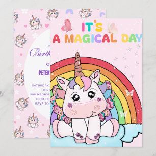 Magical Unicorn Rainbow Birthday Invitation