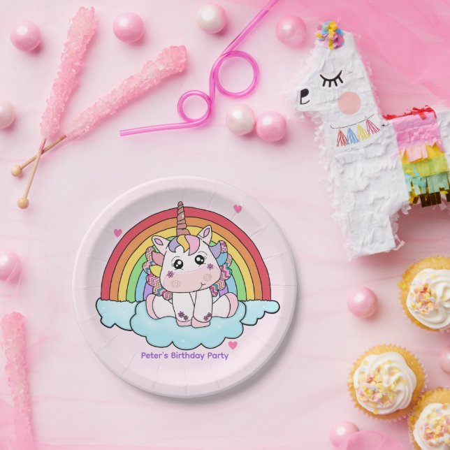 Magical Unicorn Rainbow Birthday Paper Plate (Party)