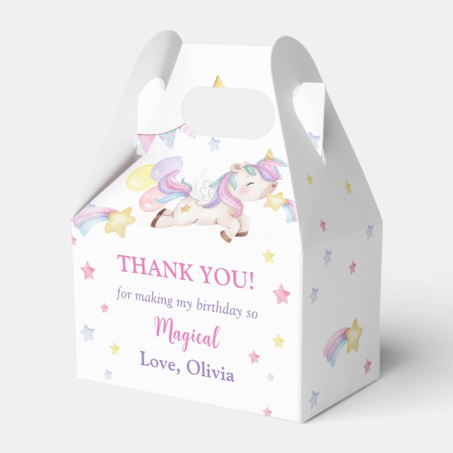 Magical Unicorn Rainbow Birthday Party  Favour Box (Front Side)