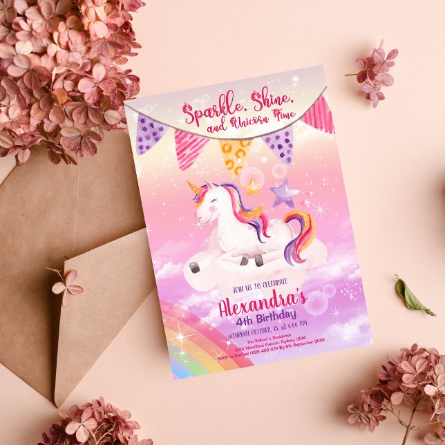 Magical Unicorn Rainbow Birthday Party Invitation (Creator Uploaded)
