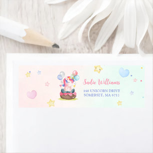 Magical Unicorn Rainbow Birthday Party Label Return Address Label