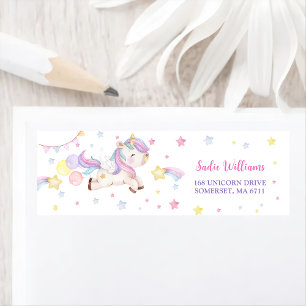 Magical Unicorn Rainbow Birthday Party Return Address Label