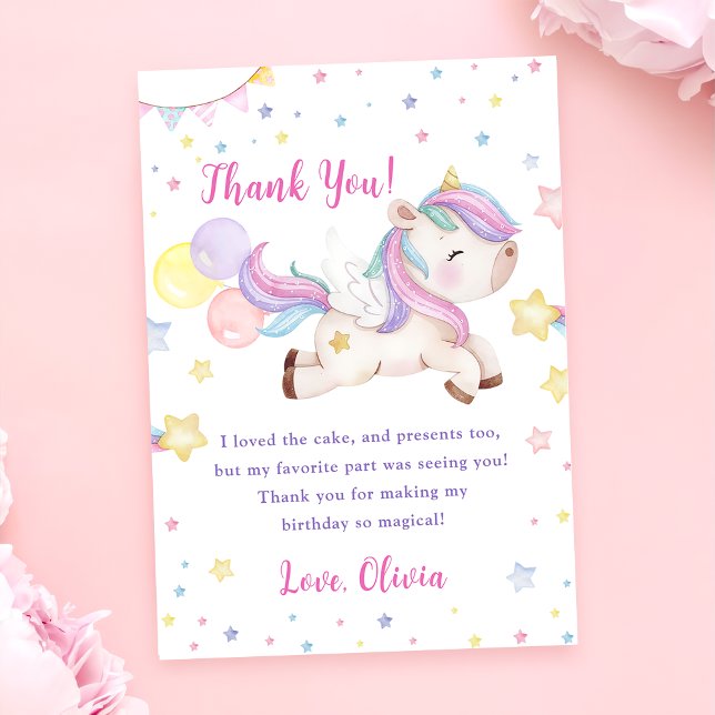 Magical Unicorn Rainbow Birthday Thank You Card  (Creator Uploaded)