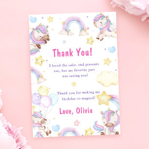 Magical Unicorn Rainbow Birthday Thank You Card 