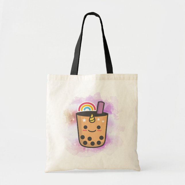 Magical Unicorn Rainbow Boba Tea | Custom Tote Bag (Front)