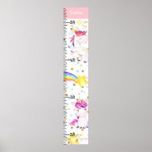 Magical Unicorn Rainbow Girl Growth Chart