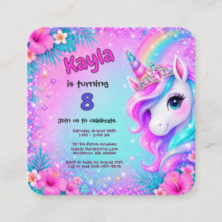 Magical Unicorn Rainbow Glitter Birthday  Enclosure Card
