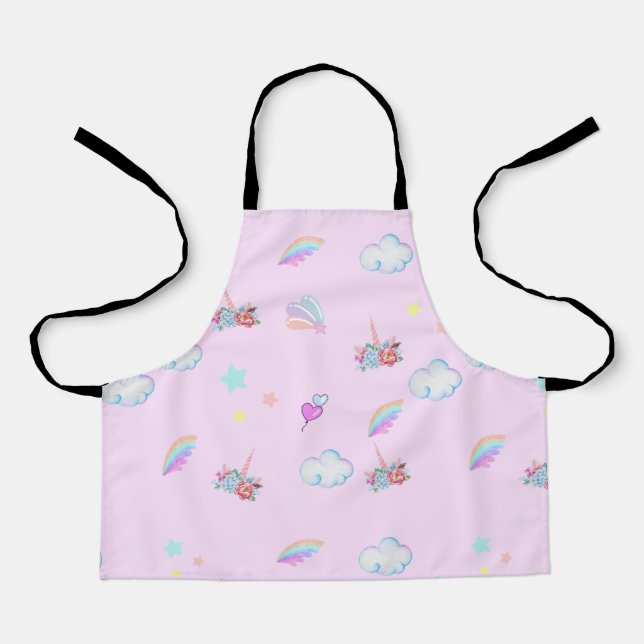 Magical Unicorn rainbow gradient  birthday party  Apron (Front)