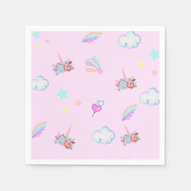 Magical Unicorn rainbow gradient  birthday party  Napkin (Front)