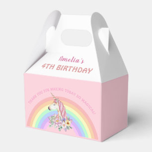Magical Unicorn Rainbow Pink Birthday Favour Box