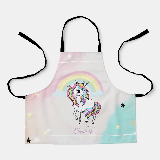 Magical Unicorn, Rainbow, Stars Apron (Front)