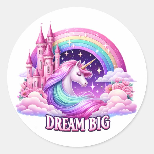 Magical Unicorn Rainbow Sticker – Whimsical Design (Front)