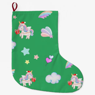 Magical Unicorn rainbow Xmas birthday party Large Christmas Stocking