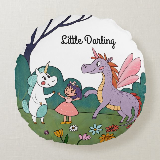 Magical Unicorn Round Cushion (Front)