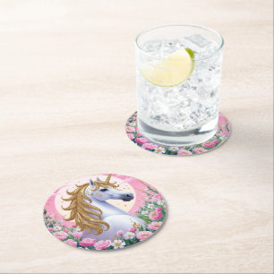 Magical Unicorn Round Paper Coaster