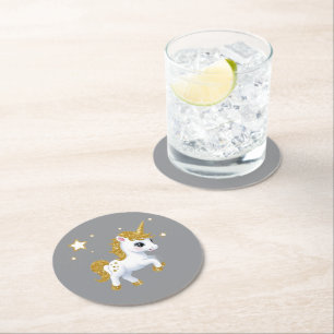 Magical Unicorn Round Paper Coaster