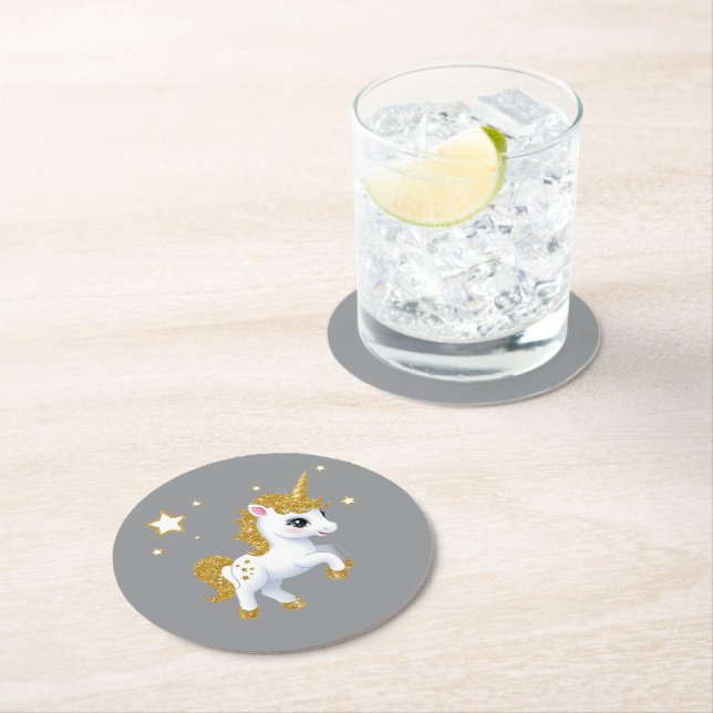 Magical Unicorn Round Paper Coaster (Insitu)