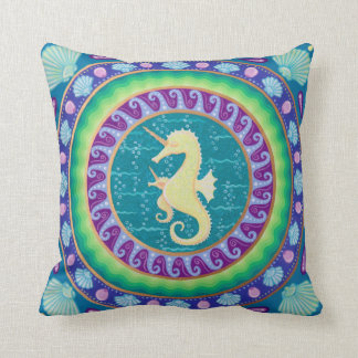 Magical Unicorn Seahorse Mandala Cushion