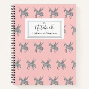 magical unicorn, silver unicorn, trendy notebook