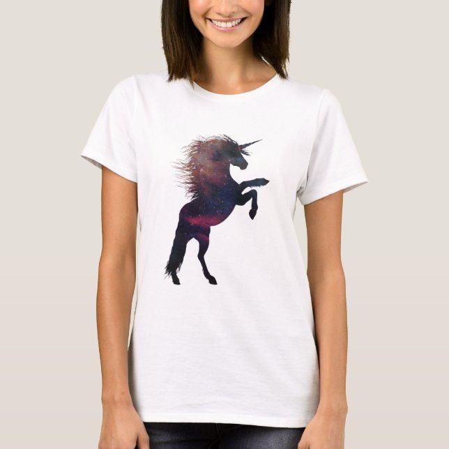 Magical Unicorn Space Nebula T-Shirt (Front)