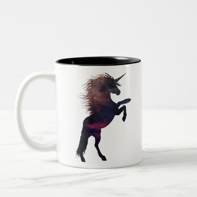 Magical Unicorn Space Nebula Two-Tone Coffee Mug (Left)
