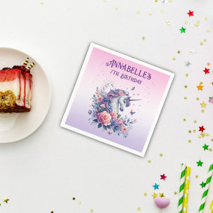 Magical Unicorn Sparkle Pink Purple Girl Birthday Napkin