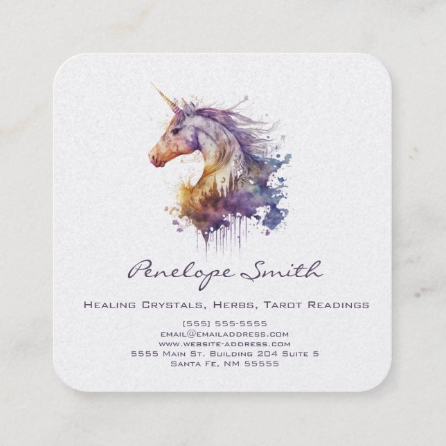 Magical Unicorn Square Business Card (Back)