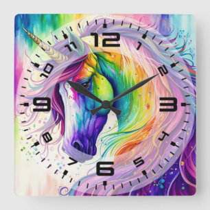 Magical Unicorn square wall clock