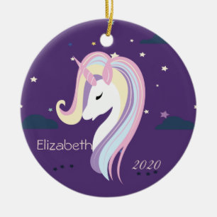 Magical Unicorn Stars Ceramic Ornament