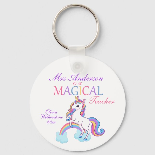 Magical Unicorn Teacher Appreciation Key Ring (Front)