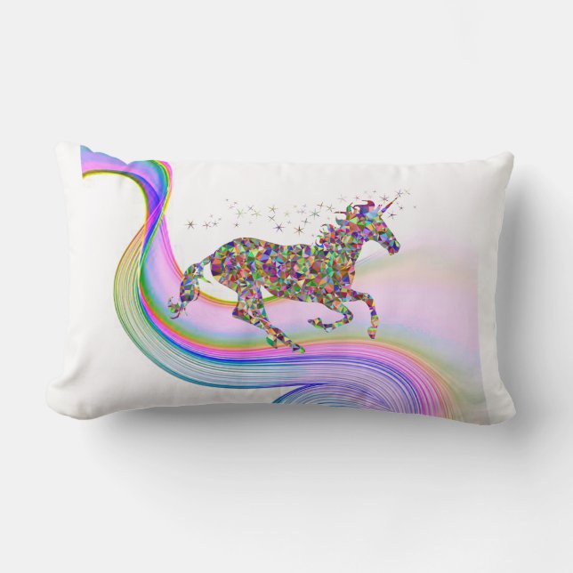 Magical unicorn throw pillow with child's name. (Front)