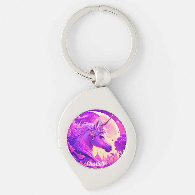 Magical Unicorn under the Moonlight Key Ring (Front)