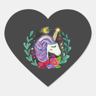 Magical Unicorn Vibes  Heart Sticker
