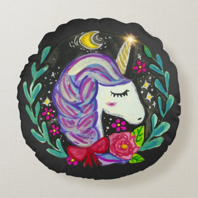 Magical Unicorn Vibes  Round Cushion (Front)