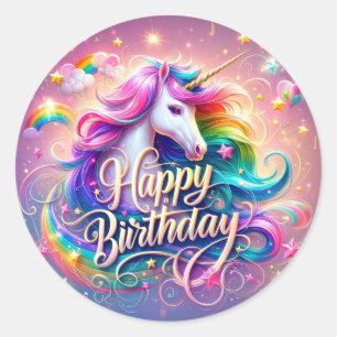 Magical Unicorn Wishes: Sparkling Birthday Sticker