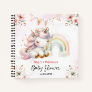Magical Unicorn with Rainbow Baby Shower Notebook