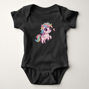 Magical Unicorn with Rainbow Hair Baby Bodysuit