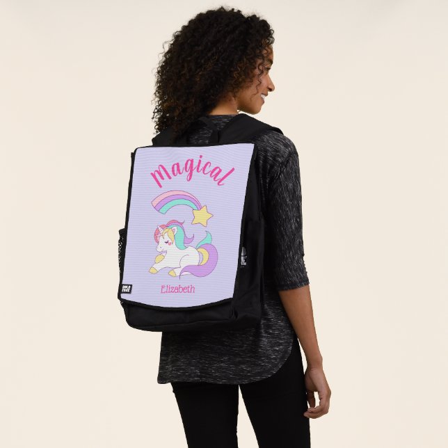 Magical Unicorn with Rainbow Shooting Star Backpack (Worn)