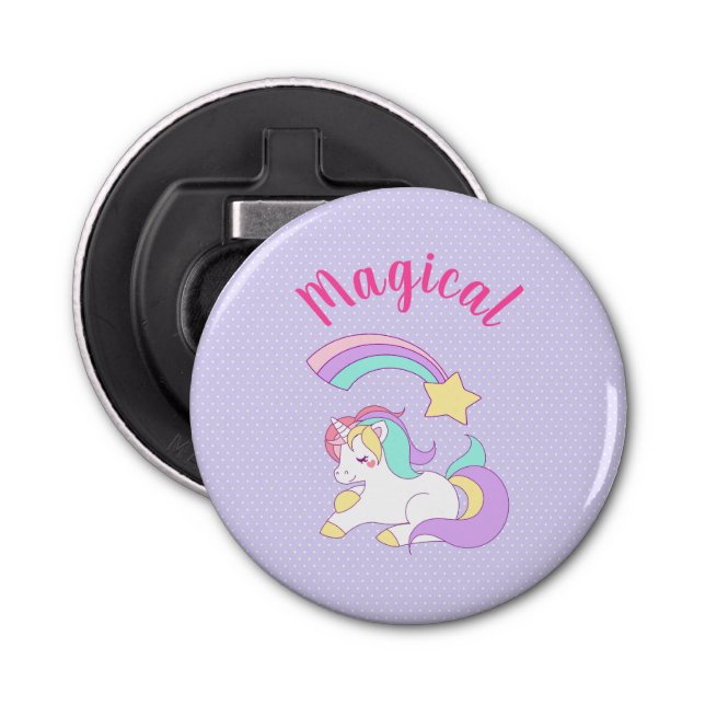 Magical Unicorn with Rainbow Shooting Star Bottle Opener (Front)