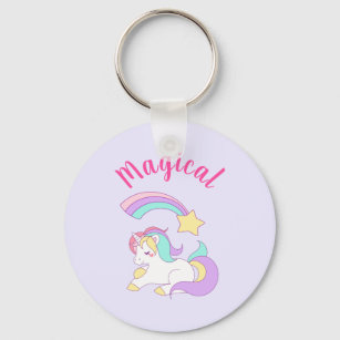 Magical Unicorn with Rainbow Shooting Star Key Ring
