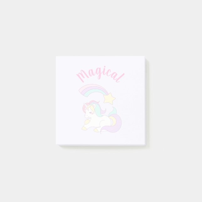 Magical Unicorn with Rainbow Shooting Star Post-it Notes (Front)