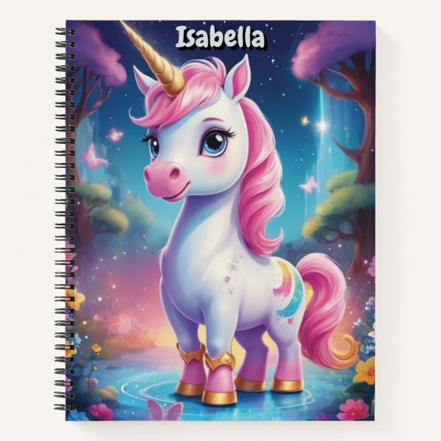 Magical Unicorn Wonderland Personalised Notebook (Front)