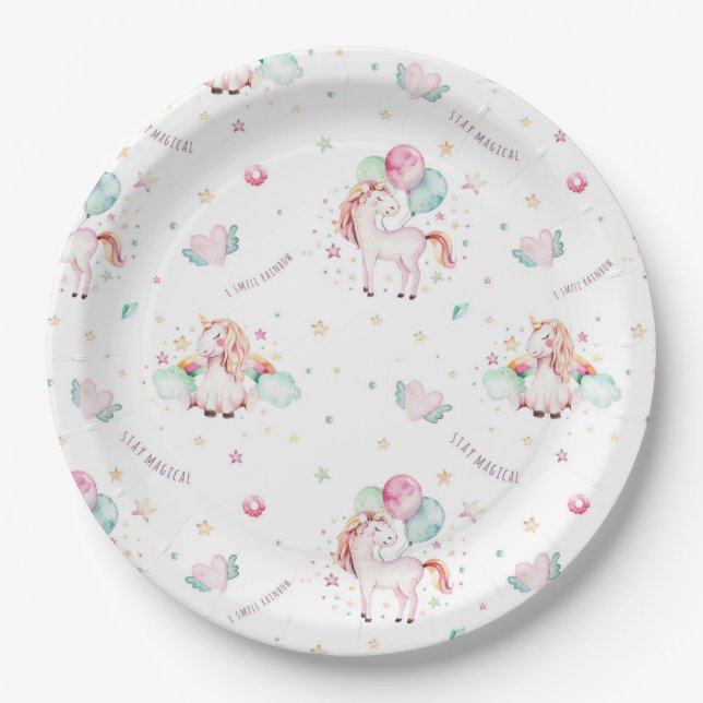 Magical Unicorn World Paper Plate (Front)