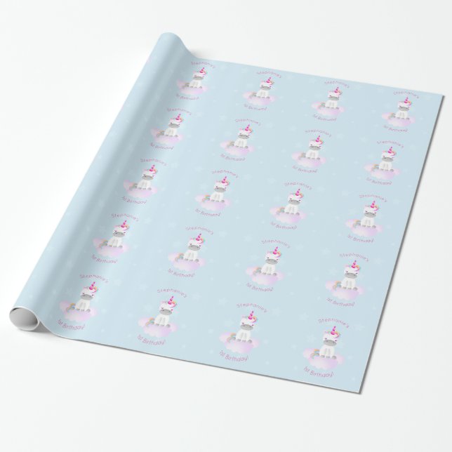 Magical Unicorn Wrapping Paper (Unrolled)
