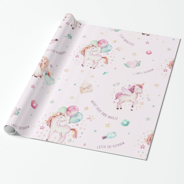Magical Unicorn Wrapping Paper (Unrolled)