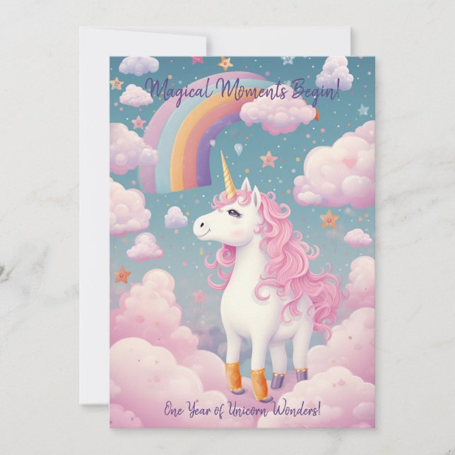 Magical Unicorn's 1st Anniversary Birthday Card (Front)
