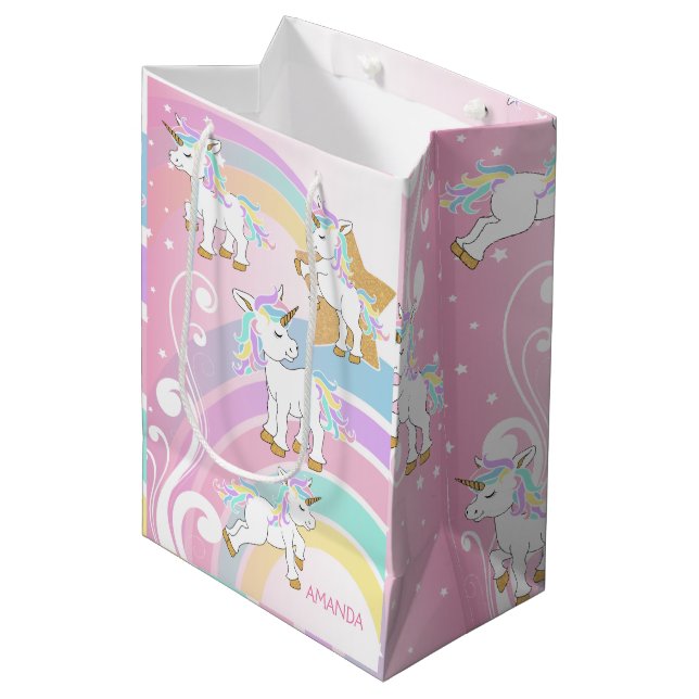 Magical Unicorns Medium Gift Bag (Front Angled)