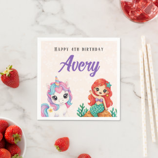Magical Unicorns & Mermaids Napkin