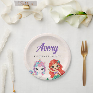 Magical Unicorns & Mermaids Paper Plate